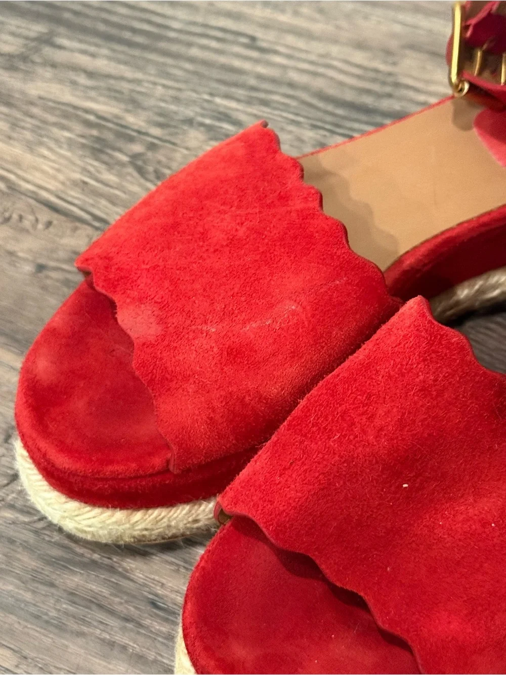 Chloé Lauren Platform Espadrilles Red